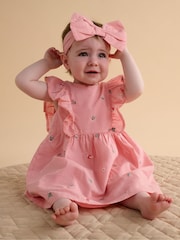 Purebaby Broderie Dress & Headband Set - 圖片 1/6