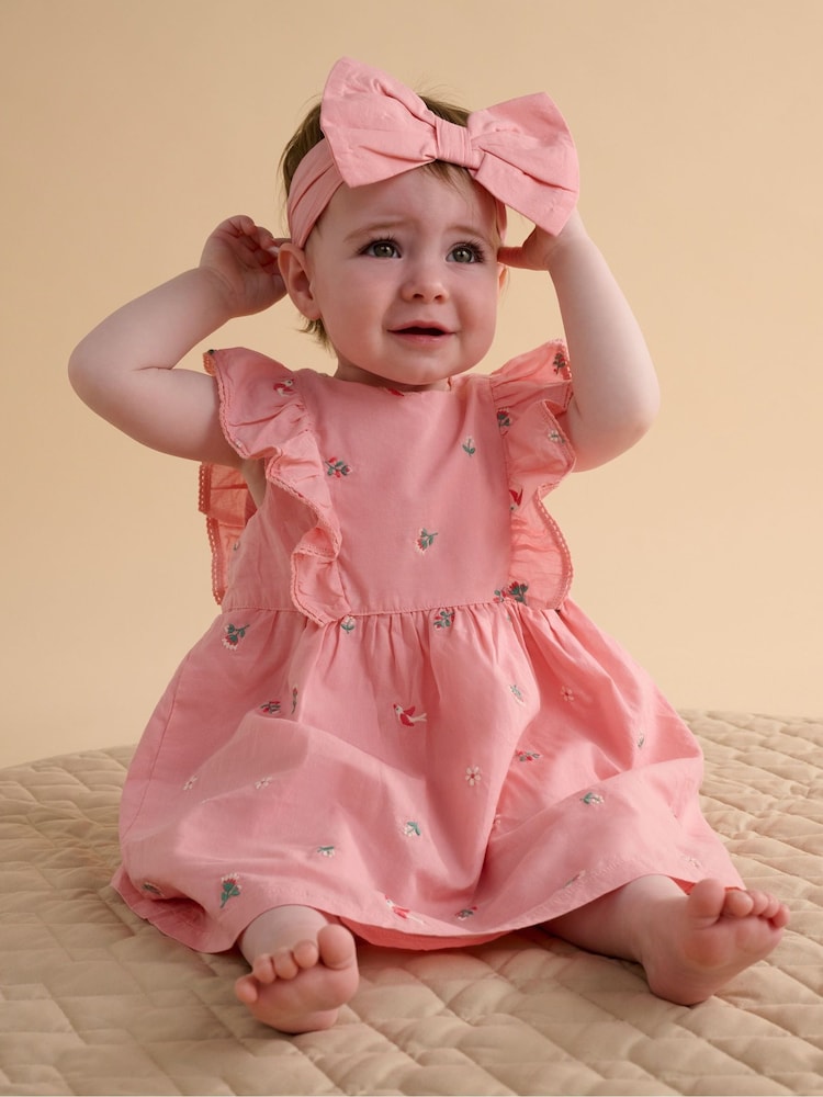 Purebaby Broderie Dress & Headband Set - 圖片 1/6
