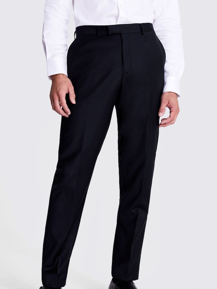 MOSS Black Regular Fit Twill Trousers - Image 1 of 3