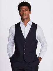 MOSS Navy Regular Twill Suit Waistcoat - Image 1 of 3