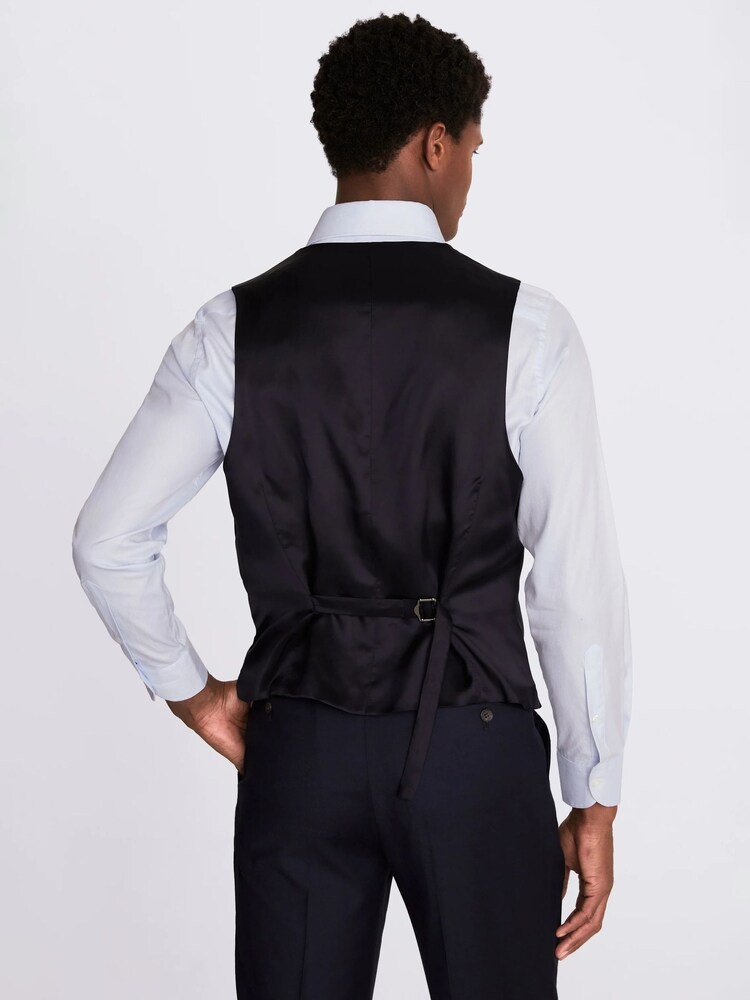 MOSS Navy Regular Twill Suit Waistcoat - Image 2 of 3