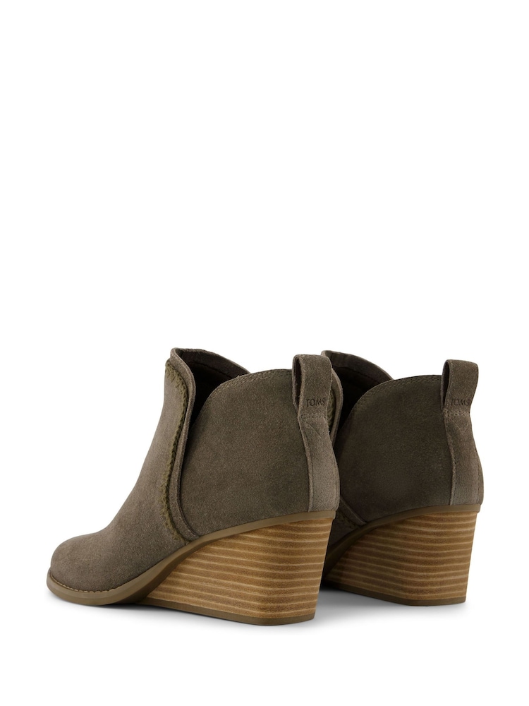 TOMS Green Kaia Wedge Boots in Canteen Suede - Image 2 of 4