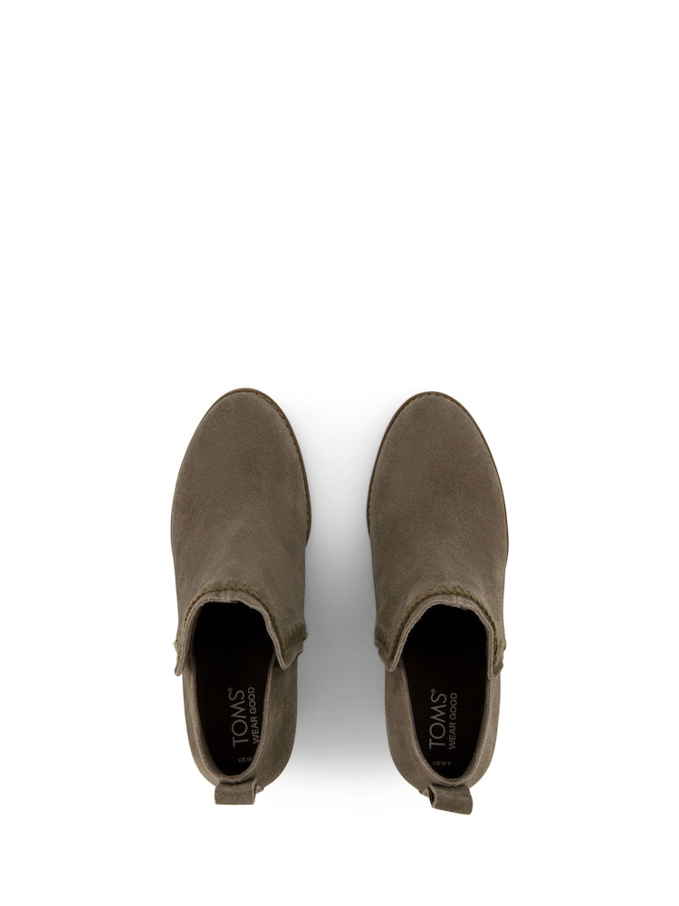TOMS Green Kaia Wedge Boots in Canteen Suede - Image 4 of 4