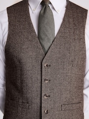 MOSS Brown Slim Fit Tweed Waistcoat - Image 3 of 4