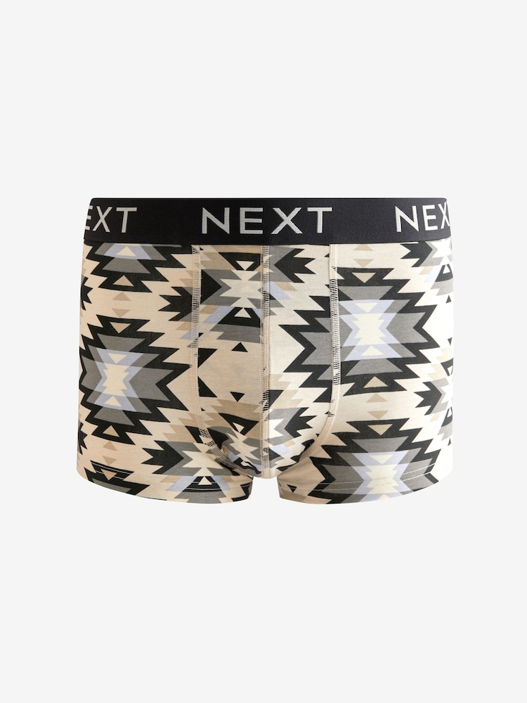 Neutral/Black Pattern Hipsters Boxers 4 Pack - Image 2 of 7