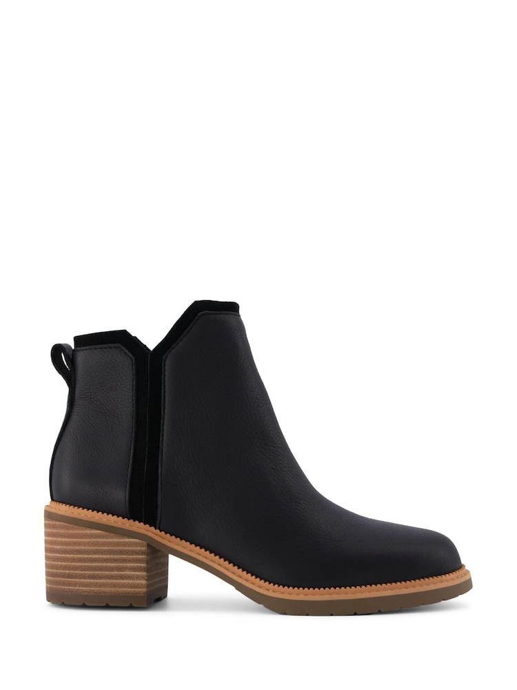 TOMS Hailey Black Boots in Water Resistant Leather - Image 1 of 5