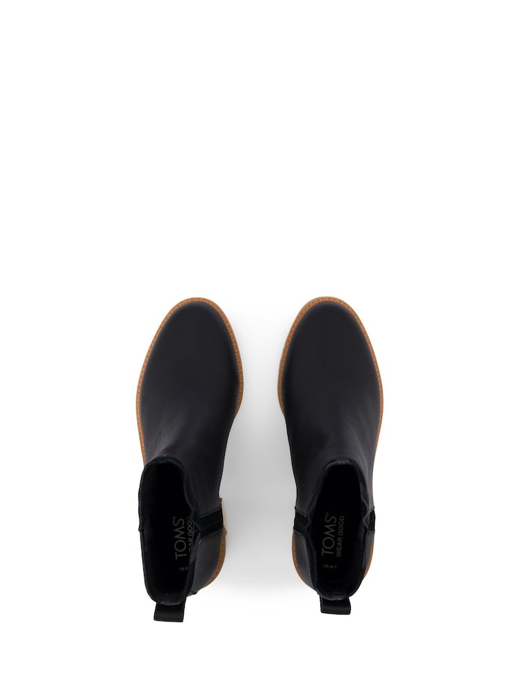 TOMS Hailey Black Boots in Water Resistant Leather - Image 5 of 5