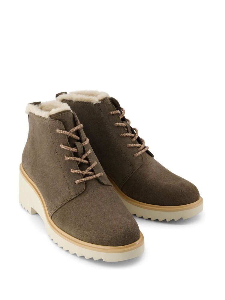 Toms Maude Mid Wedge Lace Up Fur Lined Suede Boots - Image 2 of 5
