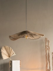 Libra Interiors Metal Gold/Jute Natural Natrang Wavy Pendant Shade Large - Image 1 of 2