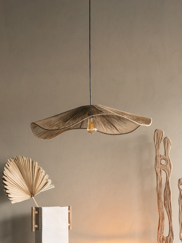Libra Interiors Metal Gold/Jute Natural Natrang Wavy Pendant Shade Large - Image 1 of 2