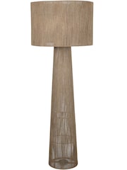 Libra Interiors Metal Gold Natrang Large Jute Floor Lamp with Shade - Image 2 of 5