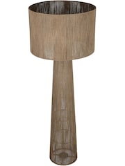 Libra Interiors Metal Gold Natrang Large Jute Floor Lamp with Shade - Image 3 of 5