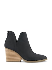 TOMS Eliza Cut Out Black Boots In Nubuck Leather - Image 1 of 3