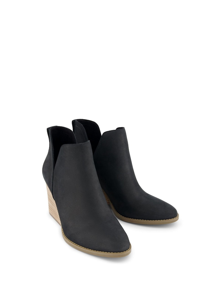 TOMS Eliza Cut Out Black Boots In Nubuck Leather - Image 2 of 3