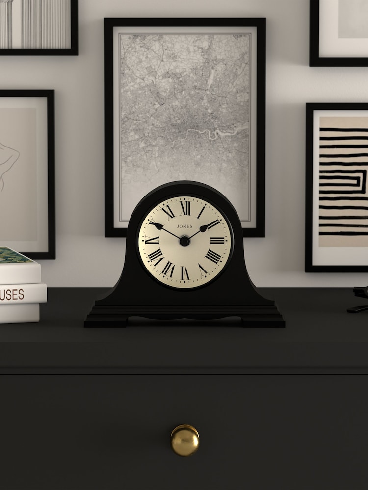 Jones Clocks Black Speakeasy Roman Numeral Mantel Clock - Image 1 of 4