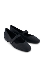 TOMS Bianca Mary Jane Black Flats in Metallic Suede - Image 4 of 5