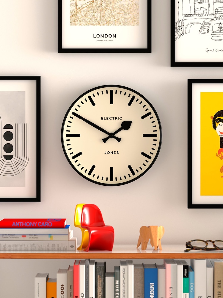 Jones Clocks Black Railway Wall Clock - Image 1 of 4