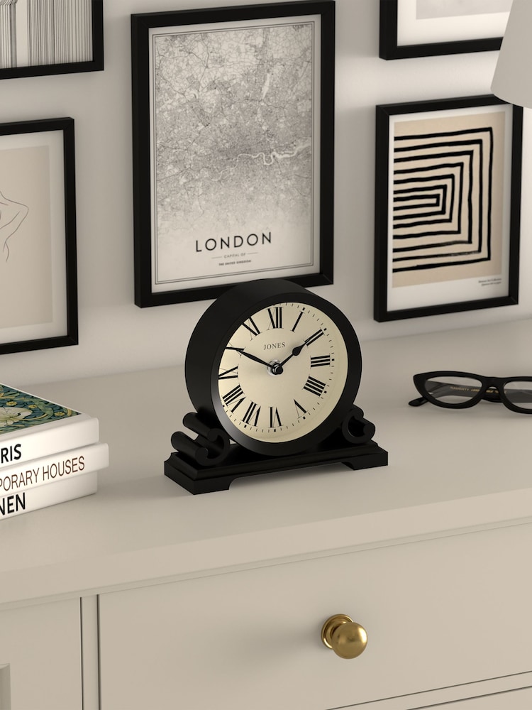 Jones Clocks Black Saloon Roman Numeral Mantel Clock - Image 4 of 4