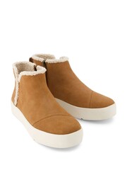 TOMS Verona Mid Brown Trainers in Sugar in with Faux Fur - Image 2 of 5