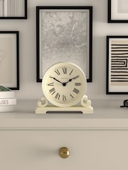 Jones Clocks Linen White Saloon Roman Numeral Mantel Clock - Image 1 of 4
