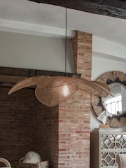 Libra Interiors Metal Gold Jute Natural Natrang Fan Leaf Shade Pendant - Image 1 of 2