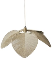 Libra Interiors Metal Gold Jute Natural Natrang Fan Leaf Shade Pendant - Image 2 of 2