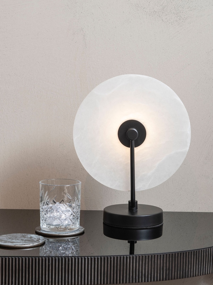 Libra Interiors White/Black Barkway Marble LED Table Lamp - Image 1 of 6