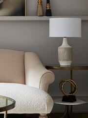Libra Interiors Brown Porcelain Reeds Lamp with Shade - Image 2 of 6