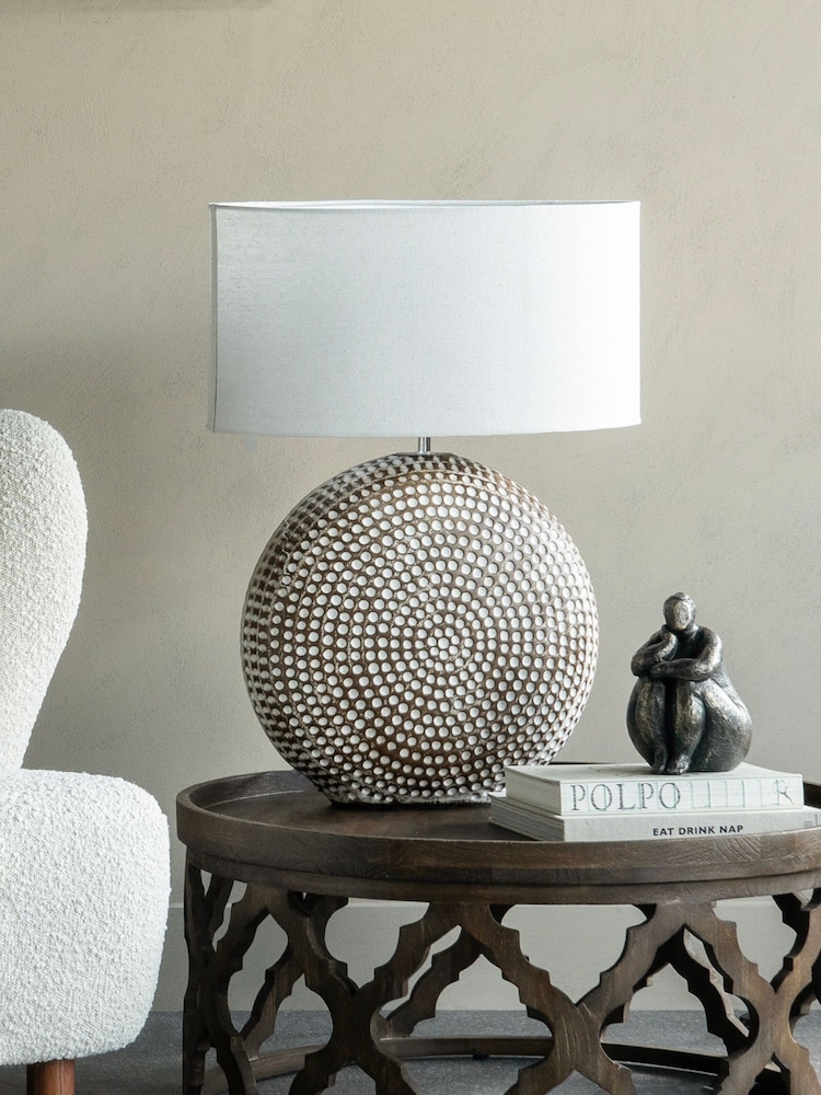Libra Interiors Brown Chariot Round Ceramic Lamp - Image 1 of 5