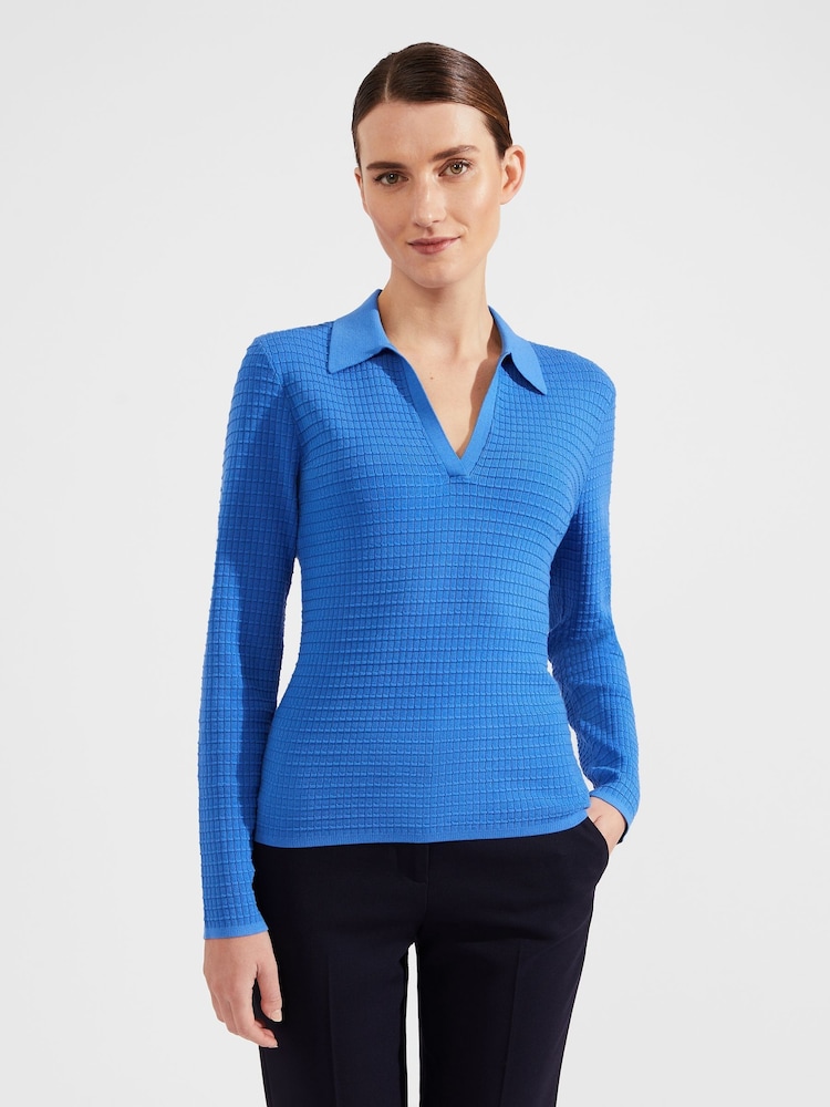 Hobbs Blue Tamara Polo Jumper - Image 1 of 4