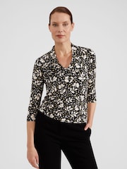 Hobbs Black Floral Aimee Printed Top - Image 1 of 4