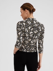 Hobbs Black Floral Aimee Printed Top - Image 2 of 4