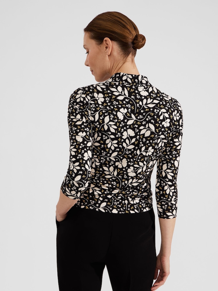 Hobbs Black Floral Aimee Printed Top - Image 2 of 4