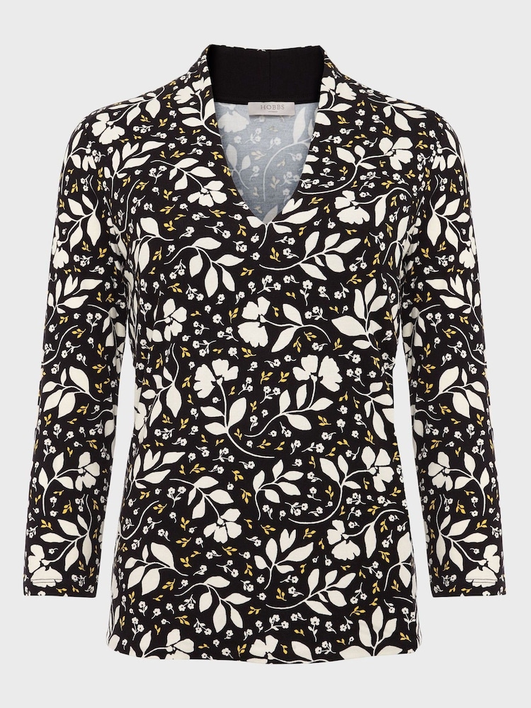 Hobbs Black Floral Aimee Printed Top - Image 4 of 4