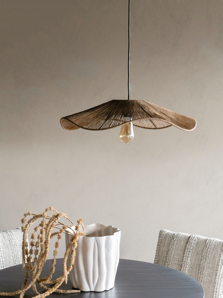 Libra Interiors Metal Gold/Jute Natural Natrang Wavy Pendant Shade Small - Image 1 of 2