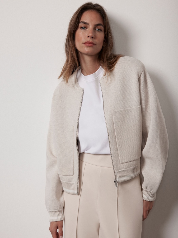 Mint Velvet Cream Bomber Jacket - Image 1 of 8