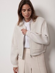 Mint Velvet Cream Bomber Jacket - Image 2 of 8