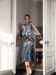 Hobbs Blue Lois Embroidered Dress - Image 1 of 5