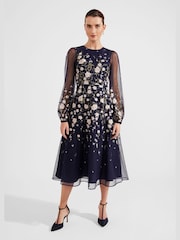 Hobbs Blue Lois Embroidered Dress - Image 2 of 5