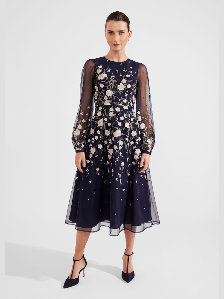 Hobbs Blue Lois Embroidered Dress - Image 2 of 5
