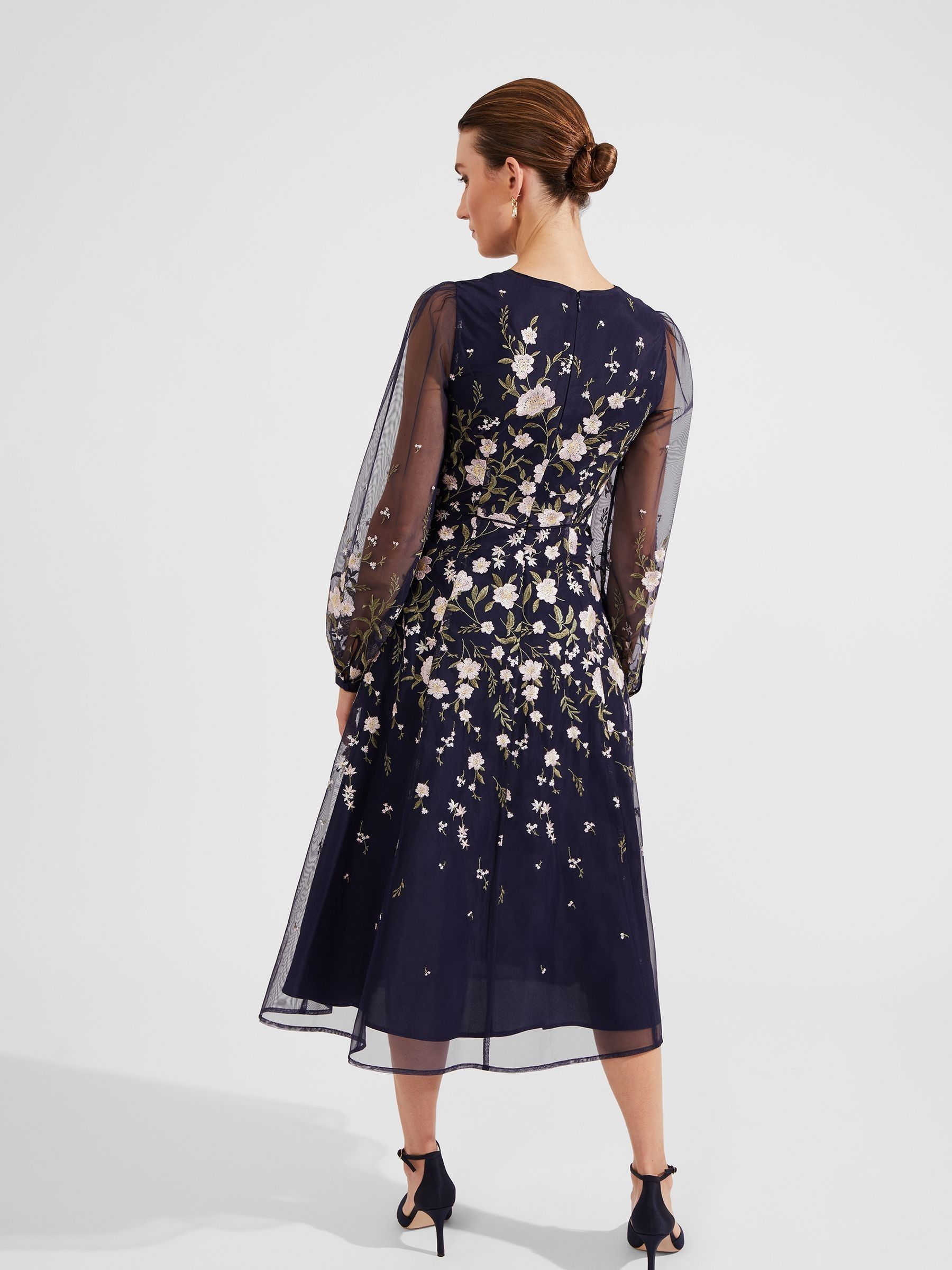 Hobbs Blue Lois Embroidered Dress | Laura Ashley