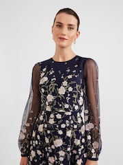 Hobbs Blue Lois Embroidered Dress - Image 4 of 5