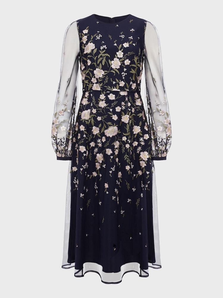 Hobbs Blue Lois Embroidered Dress - Image 5 of 5 Hobbs Blue Lois Embroidered Dress - Image 5 of 5