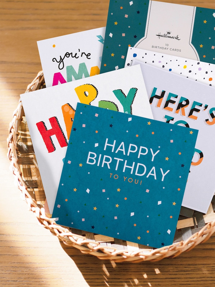Hallmark Blue 10 Pack Birthday Cards In Type -Tastic Designs - Image 1 of 4