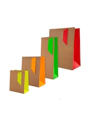 Hallmark Natural Set of 4 Gift Bags Neon Kraft Designs - Image 2 of 4