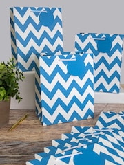 Hallmark Blue Set of 12 Medium Gift Bags In Blue Zig-Zag Design - Image 1 of 4