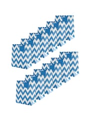 Hallmark Blue Set of 12 Medium Gift Bags In Blue Zig-Zag Design - Image 2 of 4