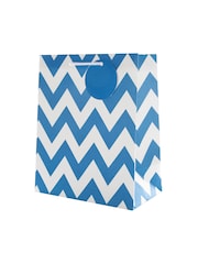 Hallmark Blue Set of 12 Medium Gift Bags In Blue Zig-Zag Design - Image 4 of 4