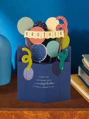 Hallmark Blue Birthday Card for Brother 3D Balloons Design - Image 1 of 4