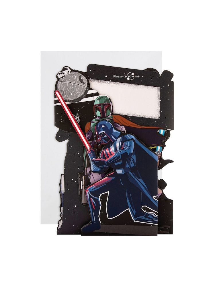 Hallmark Blue Birthday Card 3D Pop Up Star Wars Scene Design - Image 2 of 4